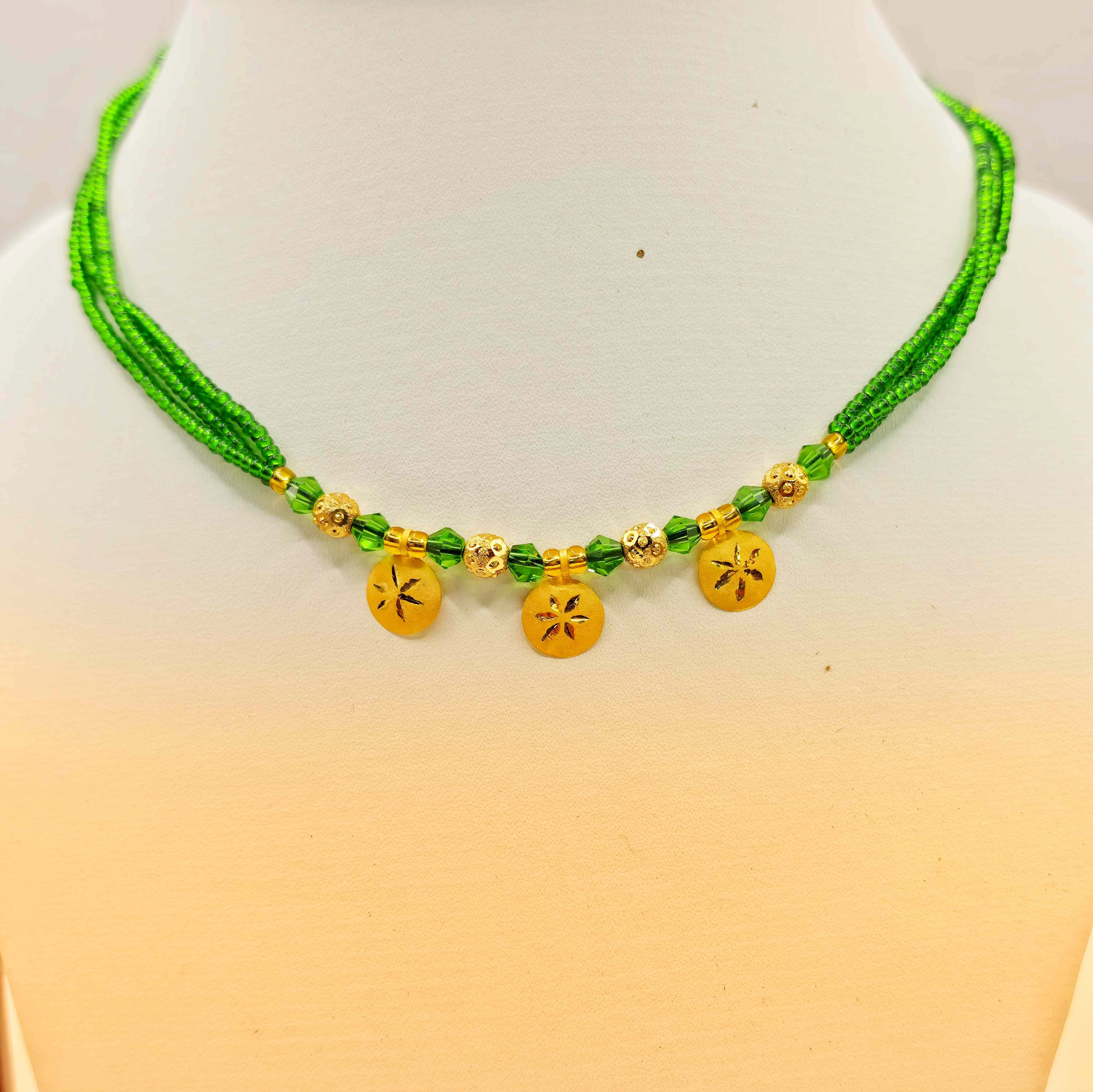 GREEN ROUND SHELLY 3PC GOLD