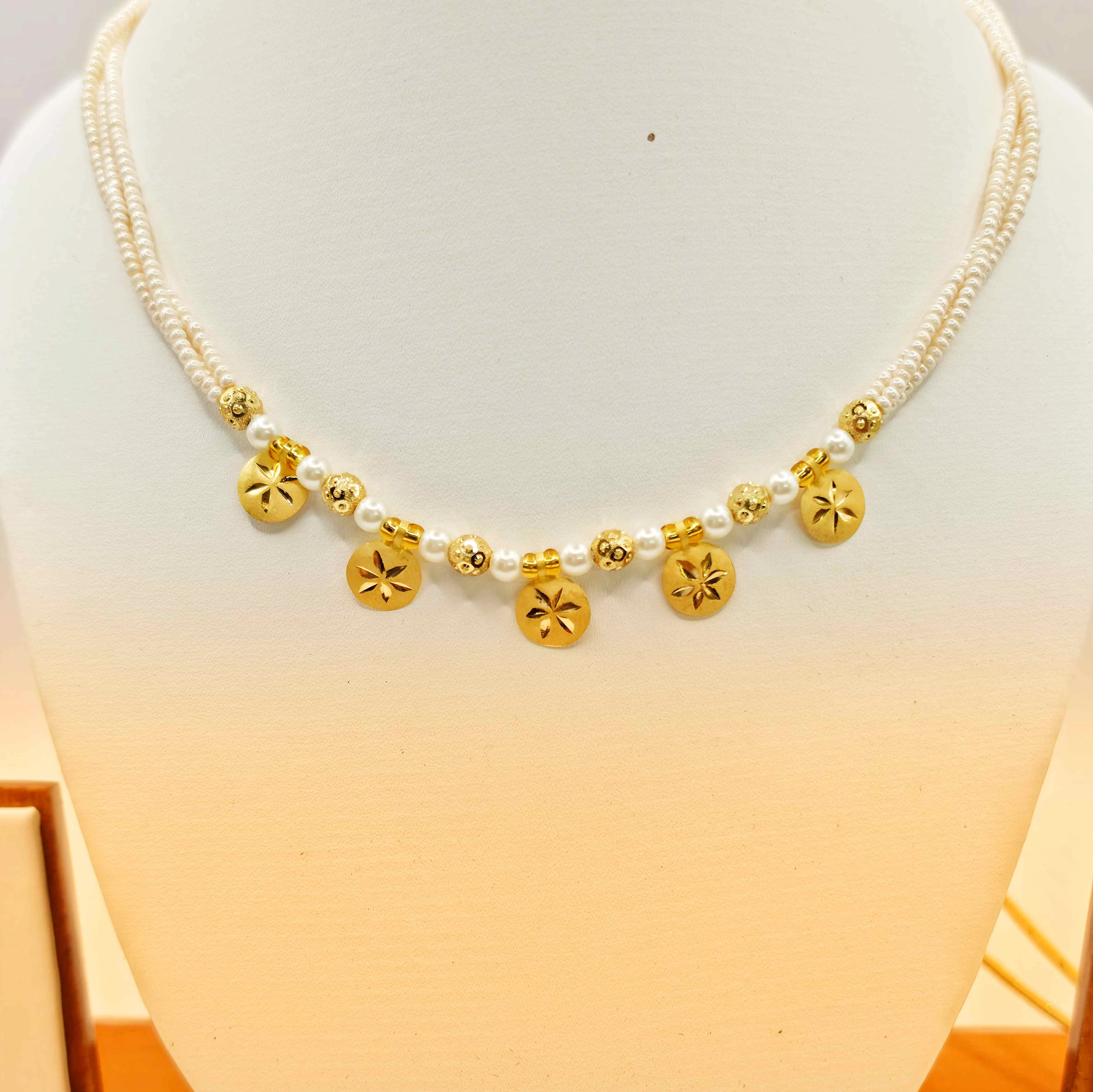 MICRO BEADS ROUND SHELLY 05 PCS OF GOLD