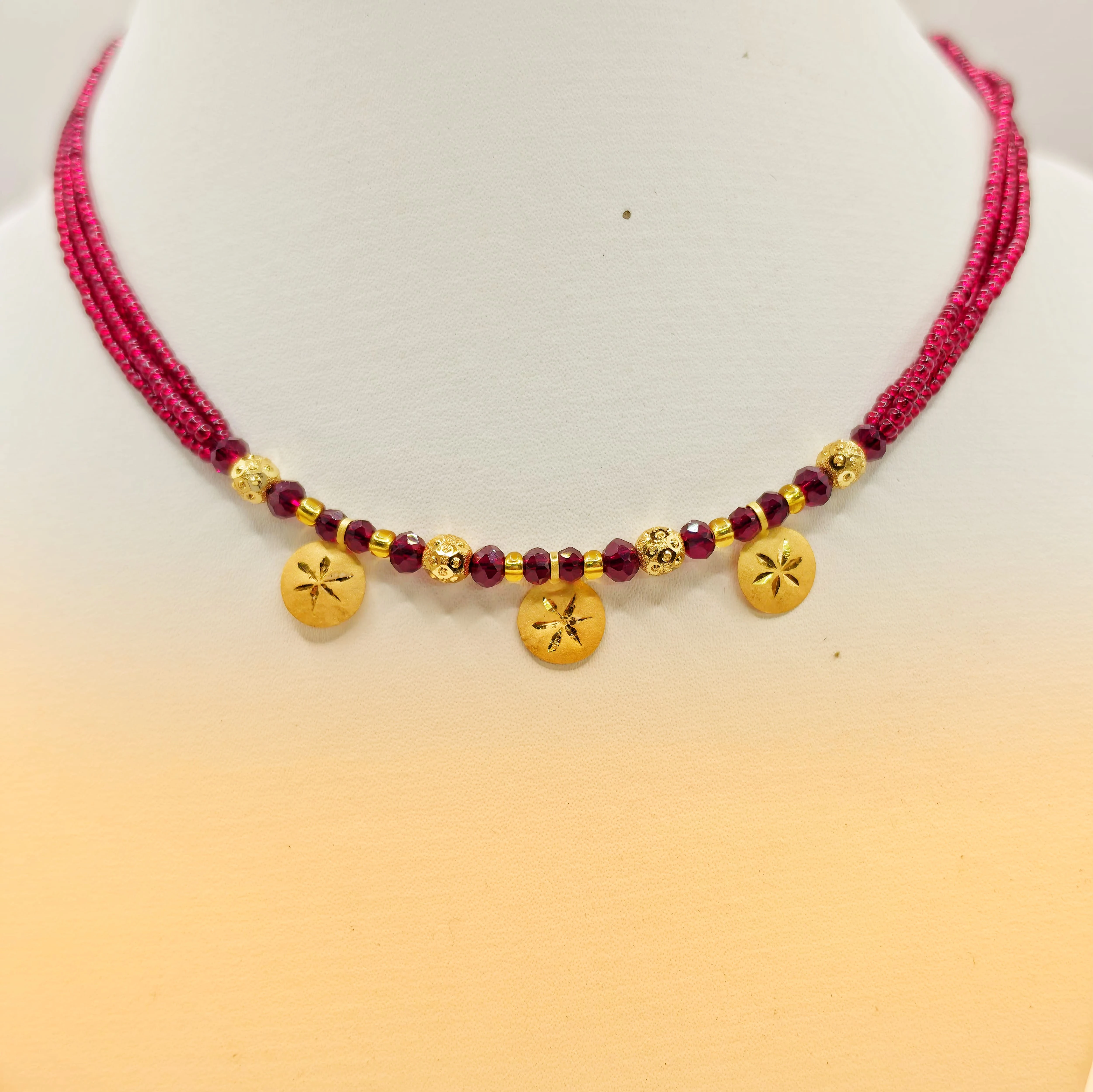 Elegant Maroon Bead Fusion Necklace